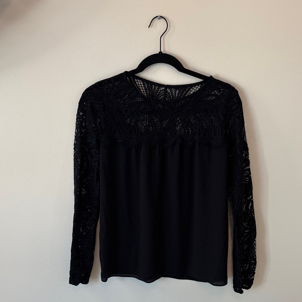 Lilly Pulitzer | Keegan Elegant Black Lace Sleeve Women's Top Sz XS - Picture 5 of 6
